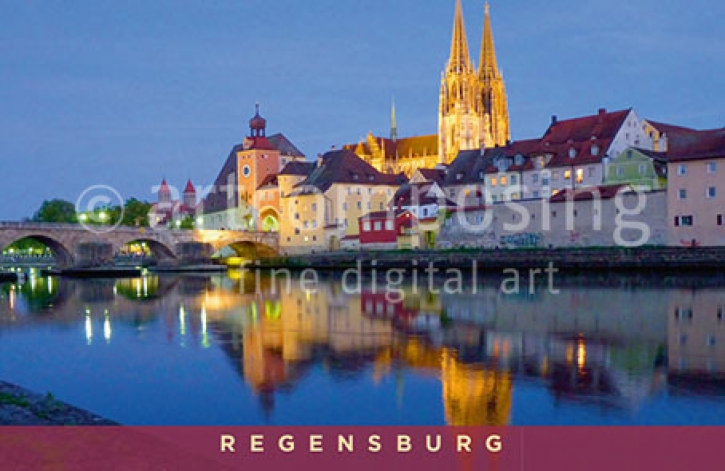 75-133 Regensburg - Stadtansicht am Abend (Magnet)