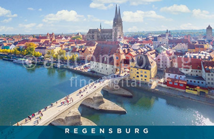 75-137 Regensburg - Stadtpanorama und Steinerne Brücke (Magnet)