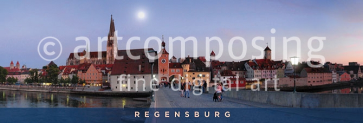 75-331 Regensburg - Brücke Abend (Magnet)