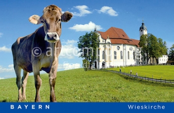 75-830 Bayern - Wieskirche mit Kuh (Magnet)