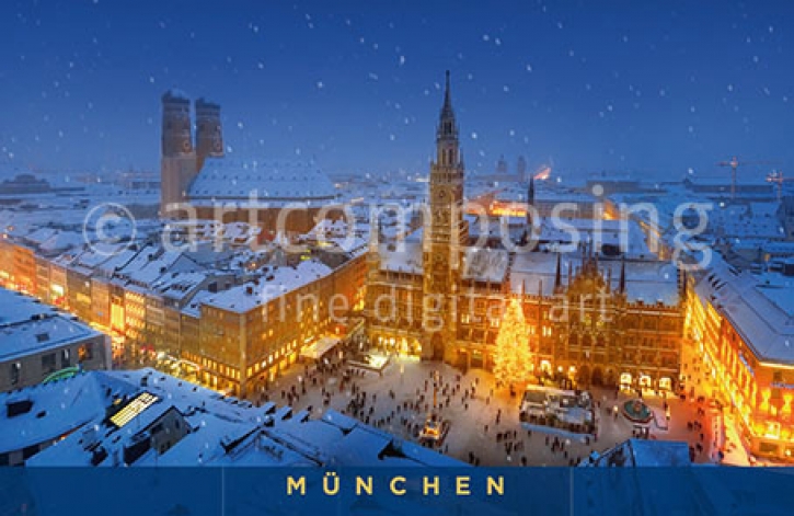 75-873 München - Rathaus/Marienplatz im Winter (Magnet)