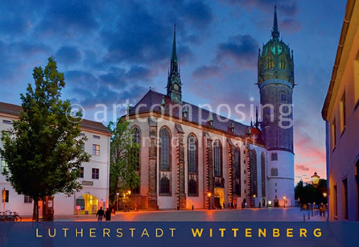 76-004 Wittenberg - Schloßkirche am Abend (Magnet)