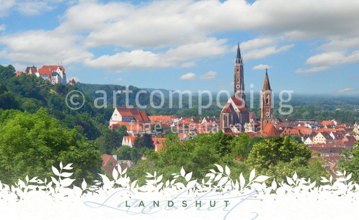 77-050 Landshut "Gesamtansicht mit Kirchen" (Brettchen)
